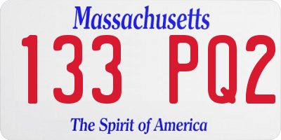 MA license plate 133PQ2