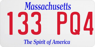 MA license plate 133PQ4