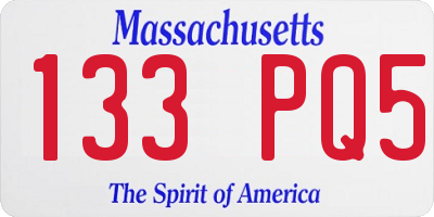 MA license plate 133PQ5