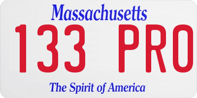 MA license plate 133PR0