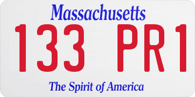 MA license plate 133PR1