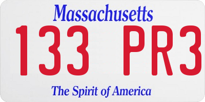 MA license plate 133PR3