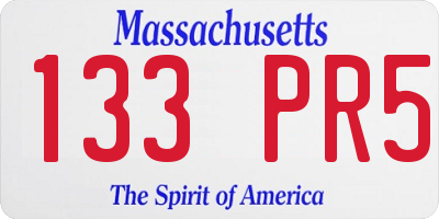 MA license plate 133PR5