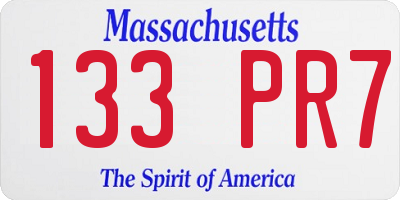 MA license plate 133PR7