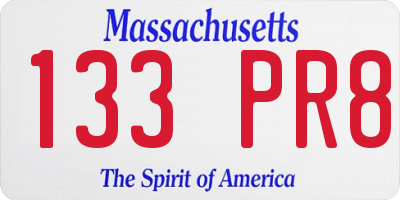 MA license plate 133PR8