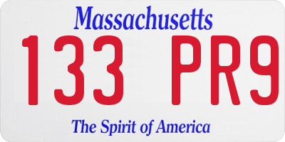 MA license plate 133PR9