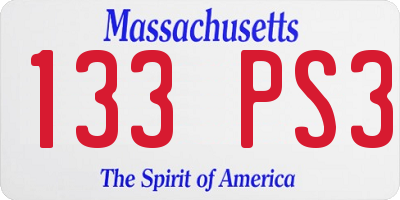 MA license plate 133PS3