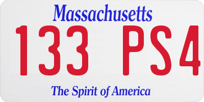 MA license plate 133PS4