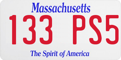 MA license plate 133PS5