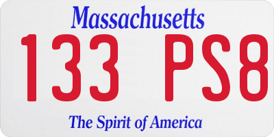 MA license plate 133PS8