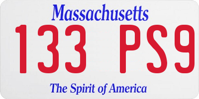 MA license plate 133PS9