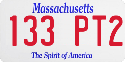 MA license plate 133PT2