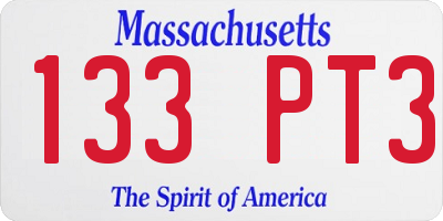 MA license plate 133PT3