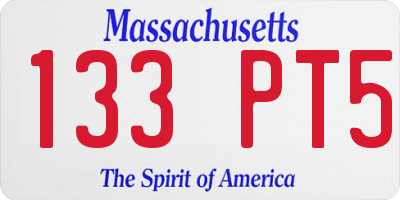 MA license plate 133PT5