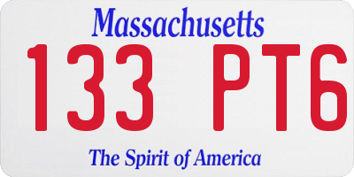 MA license plate 133PT6