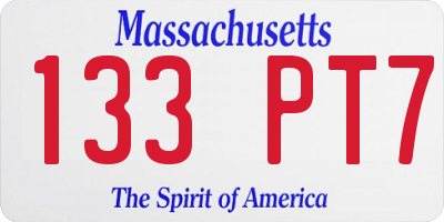 MA license plate 133PT7
