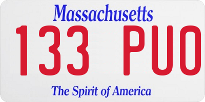 MA license plate 133PU0