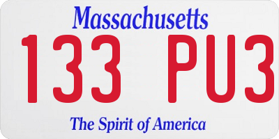 MA license plate 133PU3