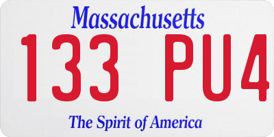 MA license plate 133PU4