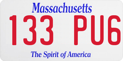 MA license plate 133PU6