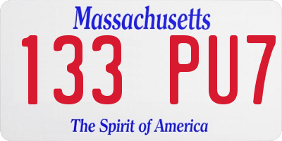 MA license plate 133PU7