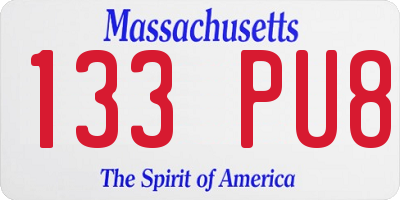 MA license plate 133PU8