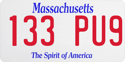 MA license plate 133PU9