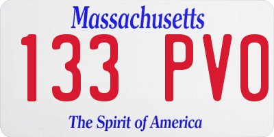 MA license plate 133PV0