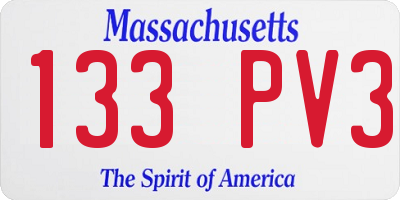 MA license plate 133PV3