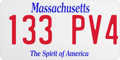 MA license plate 133PV4