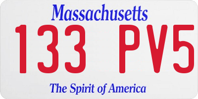 MA license plate 133PV5