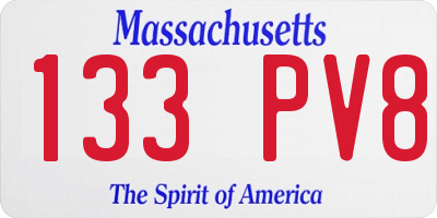 MA license plate 133PV8