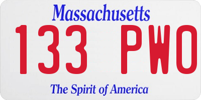 MA license plate 133PW0