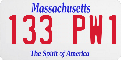 MA license plate 133PW1