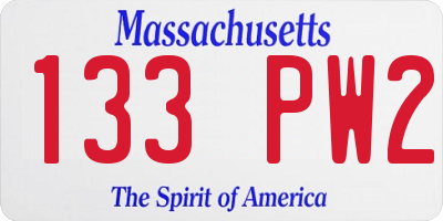 MA license plate 133PW2