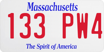 MA license plate 133PW4