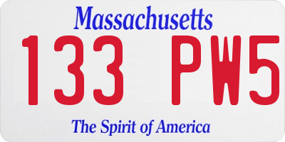 MA license plate 133PW5