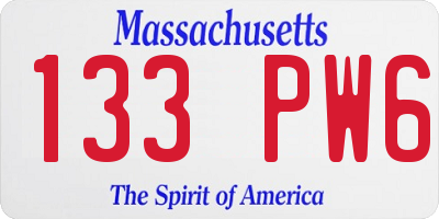 MA license plate 133PW6