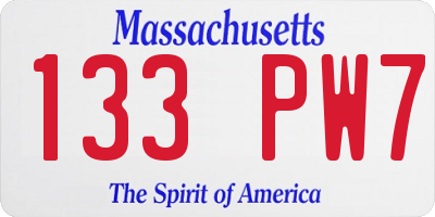 MA license plate 133PW7
