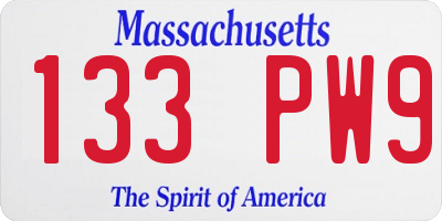 MA license plate 133PW9