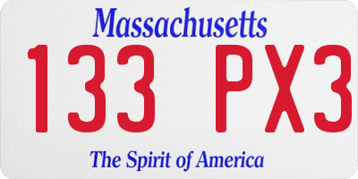 MA license plate 133PX3