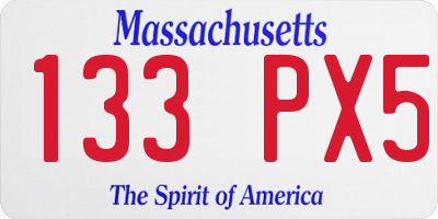 MA license plate 133PX5