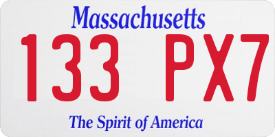 MA license plate 133PX7