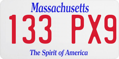 MA license plate 133PX9