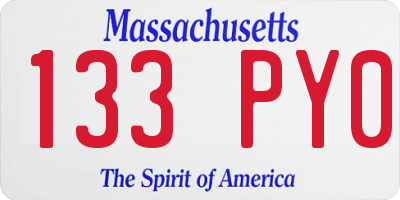 MA license plate 133PY0