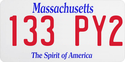 MA license plate 133PY2
