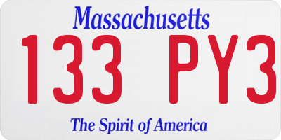 MA license plate 133PY3