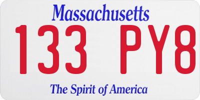 MA license plate 133PY8