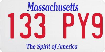 MA license plate 133PY9