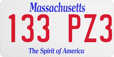 MA license plate 133PZ3